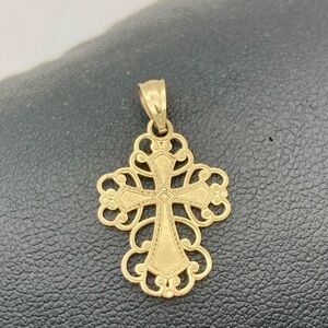 14K Solid Gold Elegant Cross Pendant